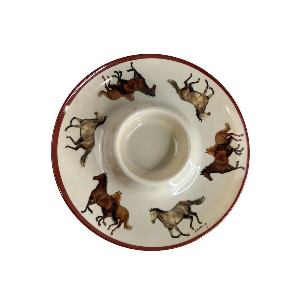 Vintage Evergreen Horse Design‎ Chip and Dip veggie tray Multicolor Plastic